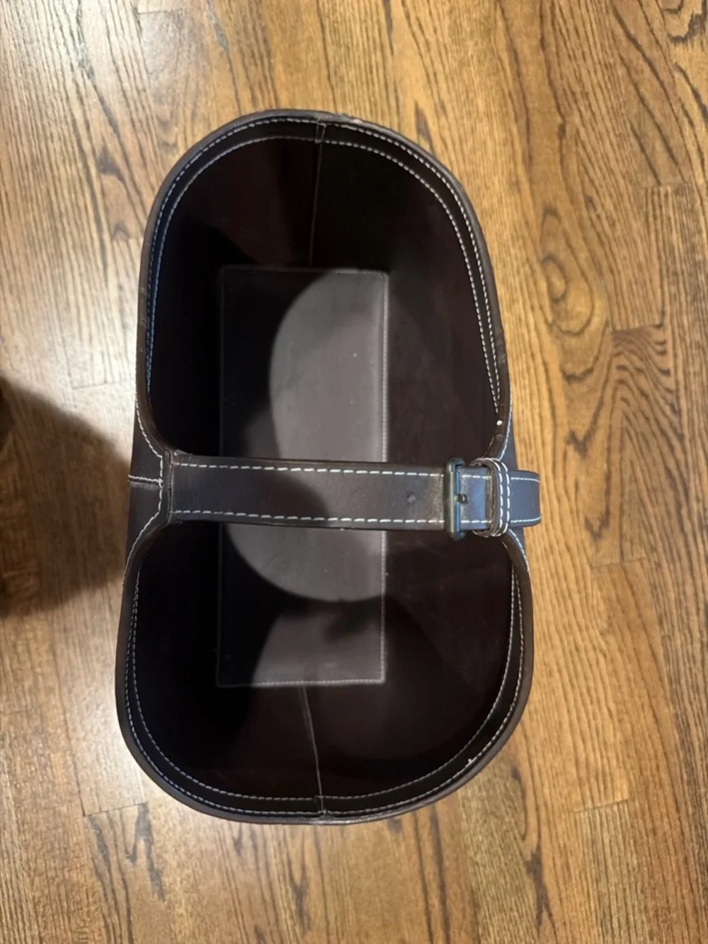 Crate and Barrel Brown Leather Magazine Holder, excellent condition